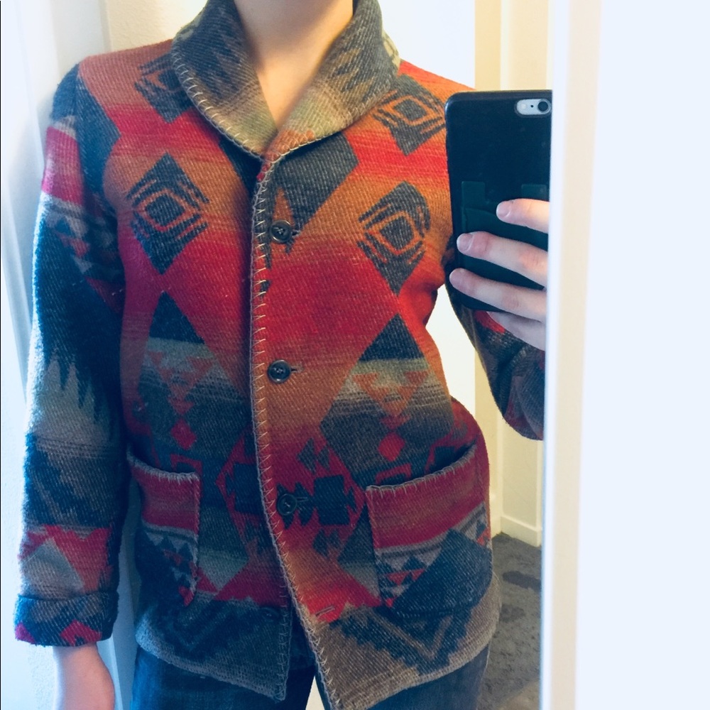 The Territory Ahead Aztec print wool coat